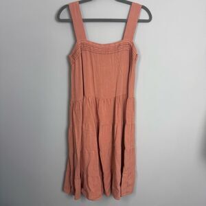 REMIXMESS | Orange Knee Length Keyhole Back Boho Dress Women’s Size Small